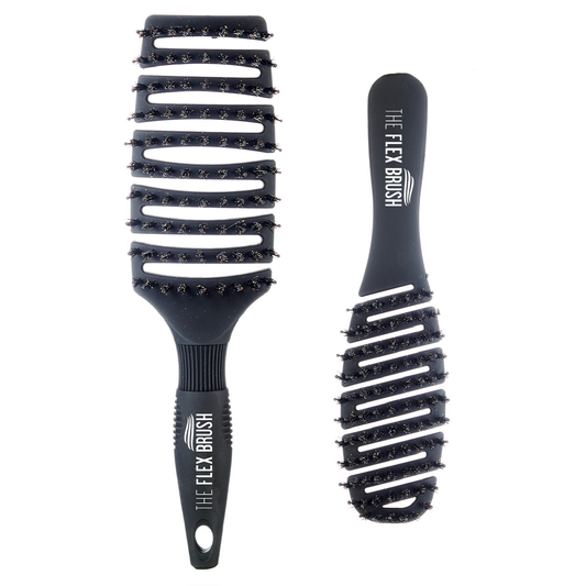 XL and Petite Black Flex Brush on a white background