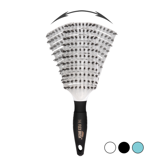 Xl White Flex Brush Hairbrush with bristle design on a white background